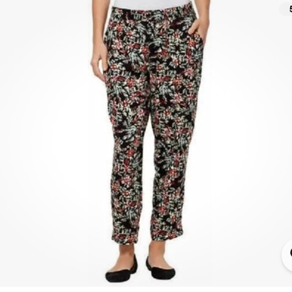 Jessica Simpson Red Fall Floral Tapered Slight Crop Classic Casual professional - Picture 2 of 7